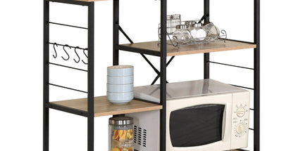 CARLA HOME Kitchen Baker's Rack 4 Tier - Metal Shelf with Hooks - Brown - Kitchen Rack Tyack eCommerce Solutions