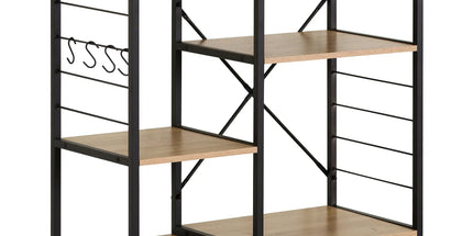 CARLA HOME Kitchen Baker's Rack 4 Tier - Metal Shelf with Hooks - Brown - Kitchen Rack Tyack eCommerce Solutions