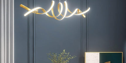 Modern LED Ceiling Chandelier 75W Smart-Lamp (Golden Pendent Light)