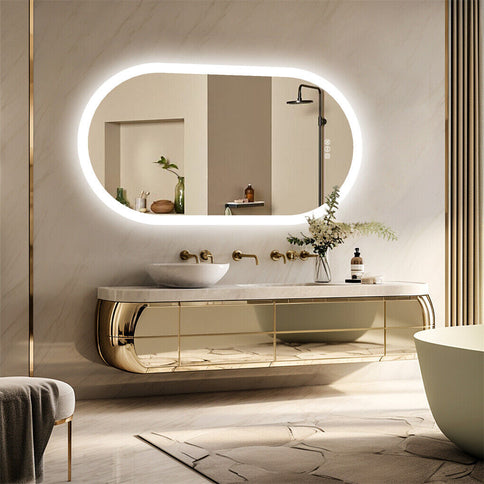 120x60cm LED Bathroom Mirror Oval Anti-Fog Dimmable Wall Mount