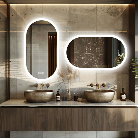 120x60cm LED Bathroom Mirror Oval Anti-Fog Dimmable Wall Mount