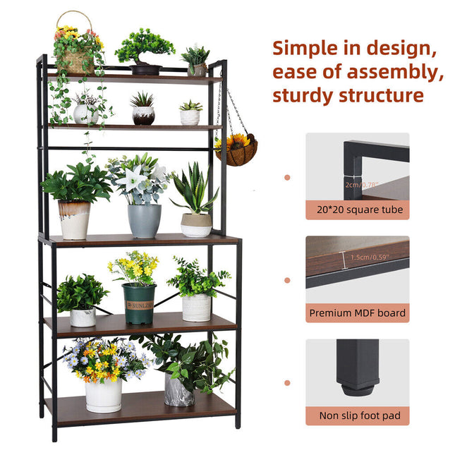 5-Tier Baker's Rack Microwave Stand Storage Shelf 84.5cm