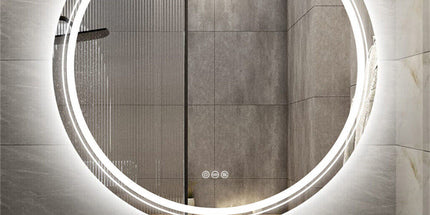 80cm LED Bathroom Mirror Anti-fog Circle Backlit HD