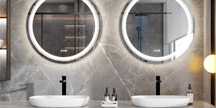 80cm LED Bathroom Mirror Anti-fog Circle Backlit HD
