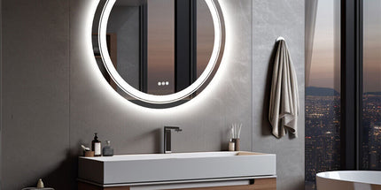 80cm LED Bathroom Mirror Anti-fog Circle Backlit HD