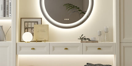 80cm LED Bathroom Mirror Anti-fog Circle Backlit HD