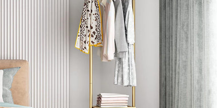 Gold Metal Coat Rack Stand Granite Base Hall Tree