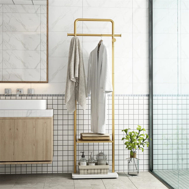 Gold Metal Coat Rack Stand Granite Base Hall Tree