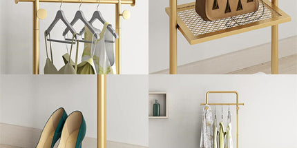 Gold Metal Coat Rack Stand Granite Base Hall Tree