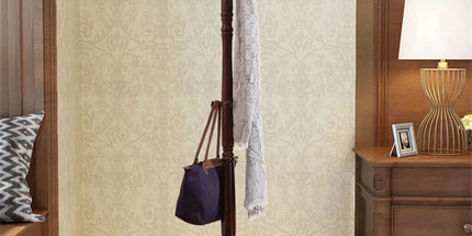 Birch Wood Coat Rack Stand Adjustable Hall Tree Entryway