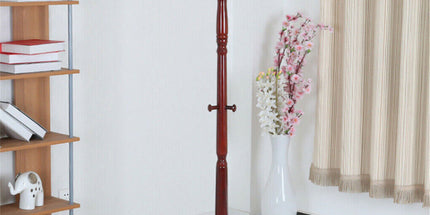 Birch Wood Coat Rack Stand Adjustable Hall Tree Entryway