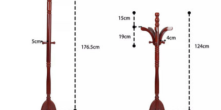 Birch Wood Coat Rack Stand Adjustable Hall Tree Entryway