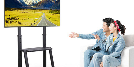 Rolling TV Stand 32-100 w/ Adjustable Mount & 2-Tier Shelf