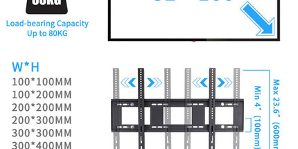 Rolling TV Stand 32-100 w/ Adjustable Mount & 2-Tier Shelf