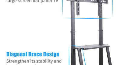 Rolling TV Stand 32-100 w/ Adjustable Mount & 2-Tier Shelf