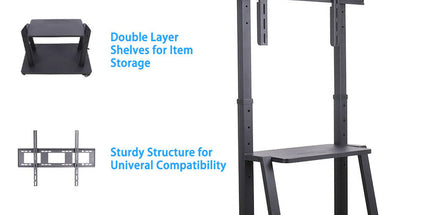 Rolling TV Stand 32-100 w/ Adjustable Mount & 2-Tier Shelf