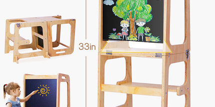 Wooden Toddler Step Stool Learning Tower Kitchen Safety