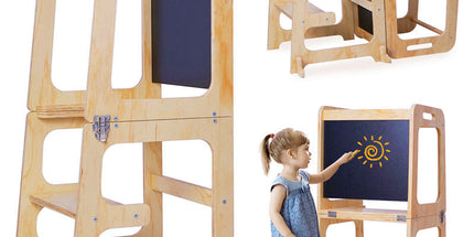 Wooden Toddler Step Stool Learning Tower Kitchen Safety