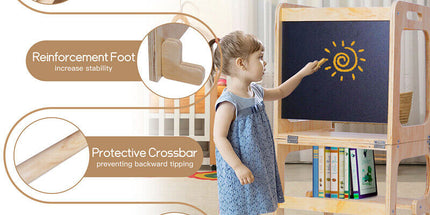 Wooden Toddler Step Stool Learning Tower Kitchen Safety