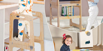 Wooden Toddler Step Stool Learning Tower Kitchen Safety