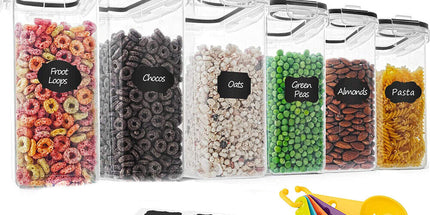 6PCS Food Storage Containers Kitchen Dry Pantry Organiser Airtight Lids