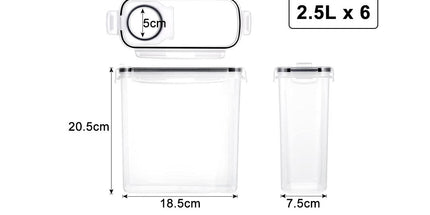 6PCS Food Storage Containers Kitchen Dry Pantry Organiser Airtight Lids