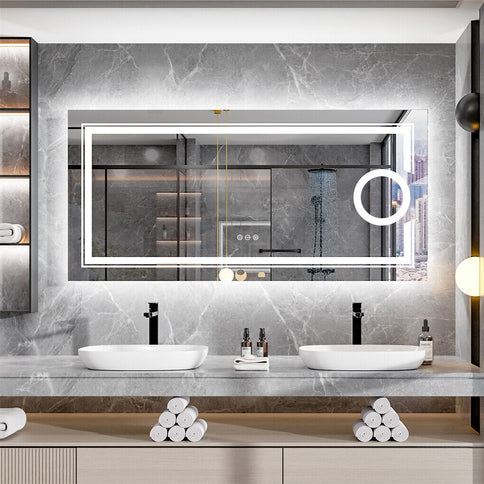 700x900mm LED Bathroom Mirror RGB Anti-Fog Aluminum