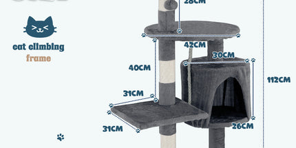 Cat Tower Tree Scratching Post Dark Grey Condo 112cm