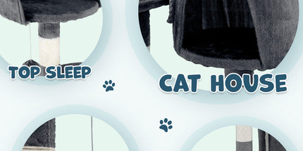 Cat Tower Tree Scratching Post Dark Grey Condo 112cm
