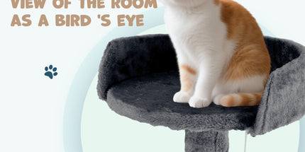 Cat Tower Tree Scratching Post Dark Grey Condo 112cm