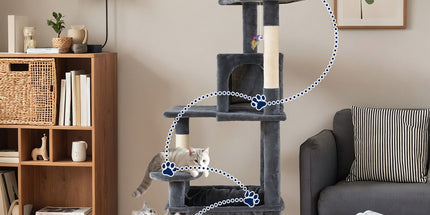 Cat Tower Tree Condo Scratching Post Dark Grey 142cm