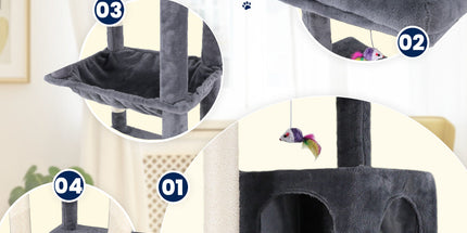 Cat Tower Tree Condo Scratching Post Dark Grey 142cm