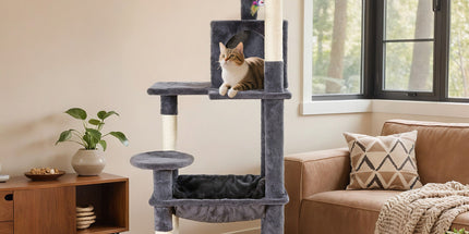Cat Tower Tree Condo Scratching Post Dark Grey 142cm