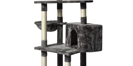 Large Grey Cat Tree Tower Condo with Scratching Post Bed