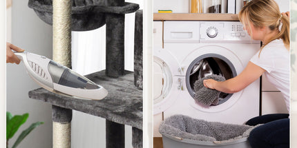 Large Grey Cat Tree Tower Condo with Scratching Post Bed