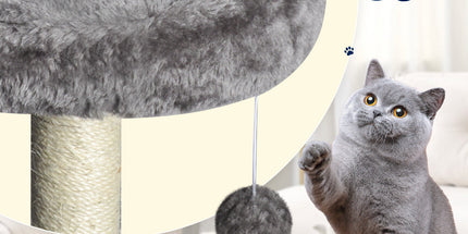 Large Grey Cat Tree Tower Condo with Scratching Post Bed