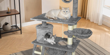 Grey Cat Tree Tower Condo Scratching Post Bed Stand 1.4M