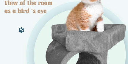Grey Cat Tree Tower Condo Scratching Post Bed Stand 1.4M