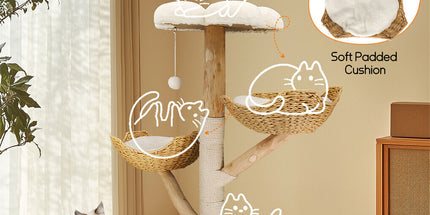 Cat Tree Tower Condo Scratcher Bed Sisal Plush Toy Ball