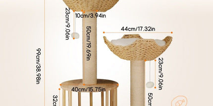 Cat Tree Tower Large Scratching Post Condo Basket Activity Center