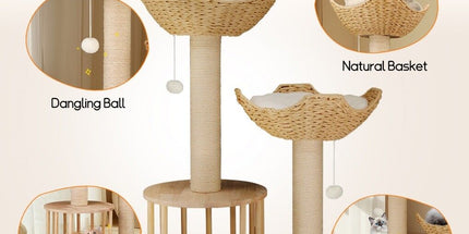 Cat Tree Tower Large Scratching Post Condo Basket Activity Center