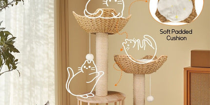 Cat Tree Tower Large Scratching Post Condo Basket Activity Center