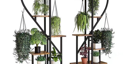 6 Tier Corner Plant Stand Metal & MDF Ladder Shelf Rack