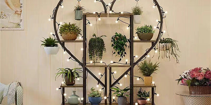 6 Tier Corner Plant Stand Metal & MDF Ladder Shelf Rack