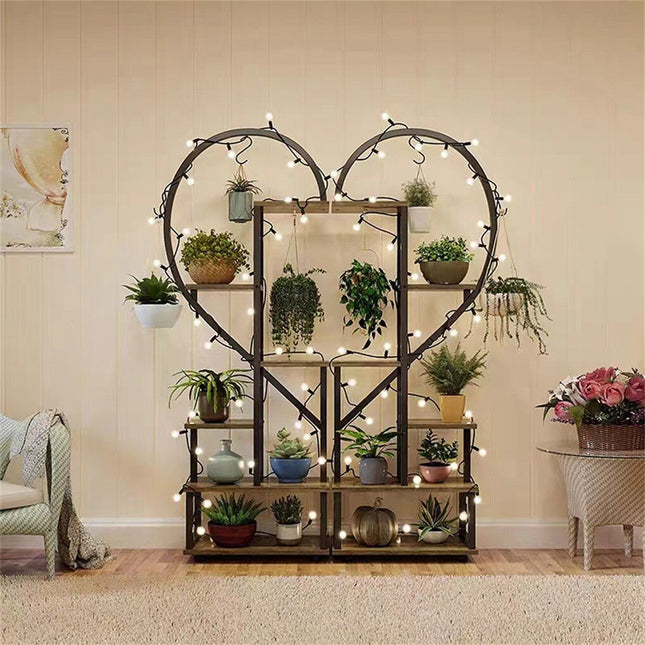 6 Tier Corner Plant Stand Metal & MDF Ladder Shelf Rack