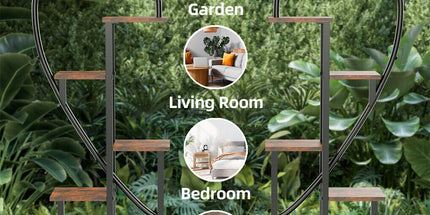 6 Tier Corner Plant Stand Metal & MDF Ladder Shelf Rack