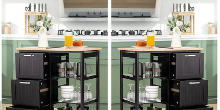 Kitchen Island Cart with Storage, Drawers, Shelves