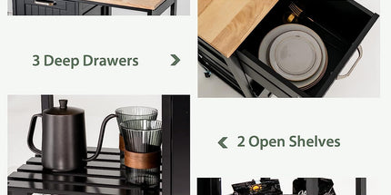 Kitchen Island Cart with Storage, Drawers, Shelves