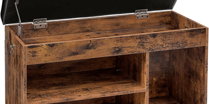 Shoe Storage Bench with Padded Cushion,Flip-Open Storage Box and Adjustable Shelf for Entryway and Living Room