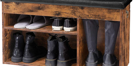 Shoe Storage Bench with Padded Cushion,Flip-Open Storage Box and Adjustable Shelf for Entryway and Living Room